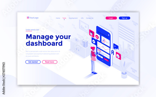 Flat Modern design of website template - Manage your dashboard
