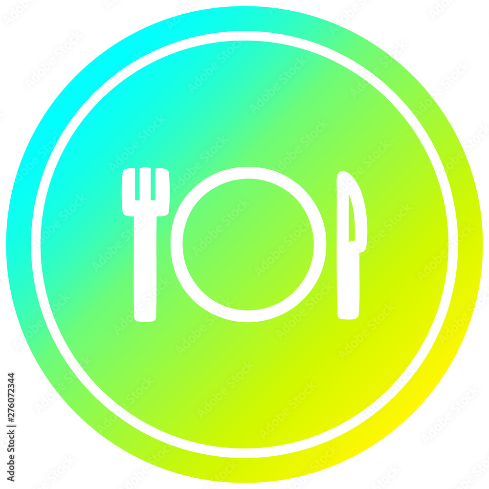 knife fork and plate circular in cold gradient spectrum knife fork and plate circular in cold gradient spectrum