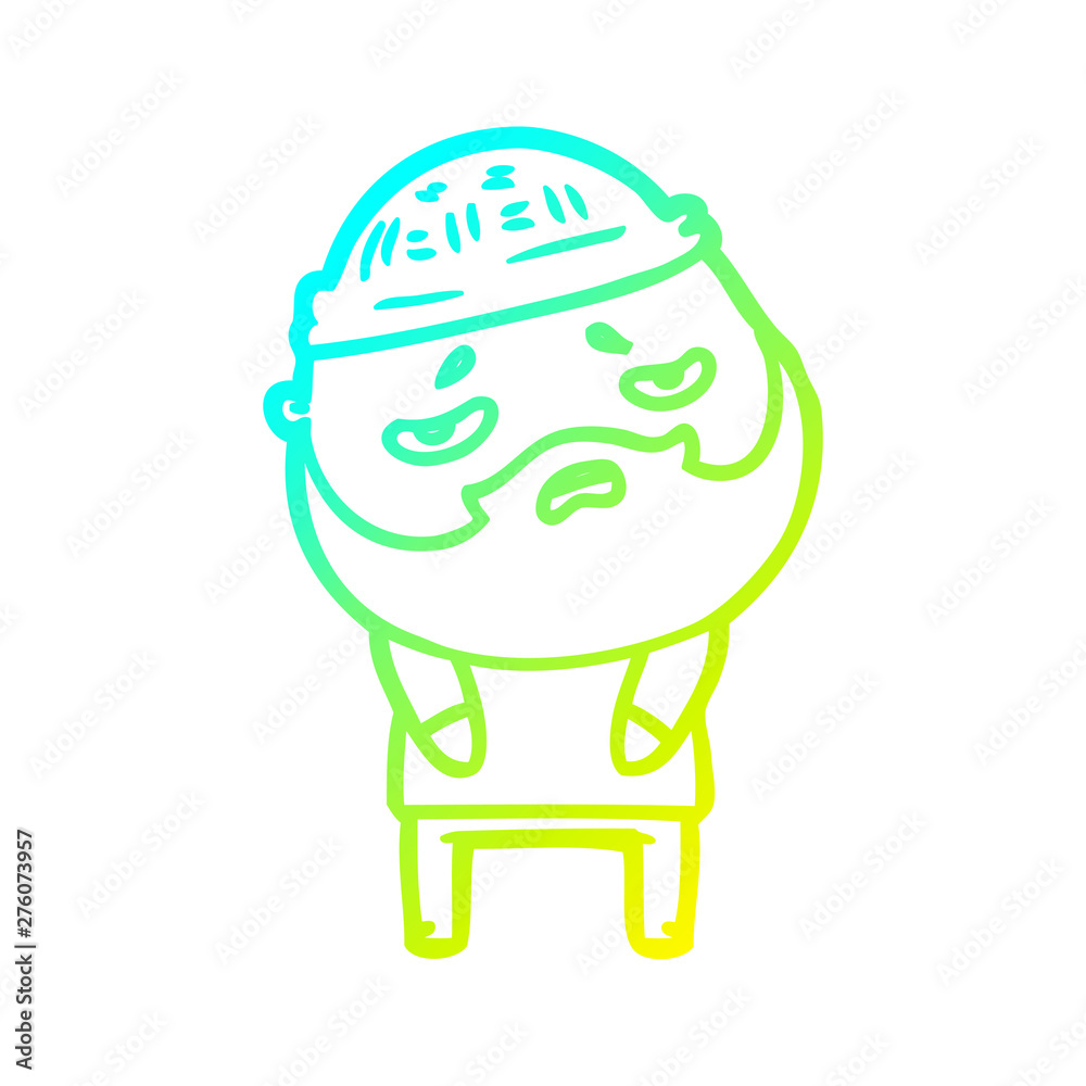 cold gradient line drawing cartoon worried man with beard cold gradient line drawing cartoon worried man with beard