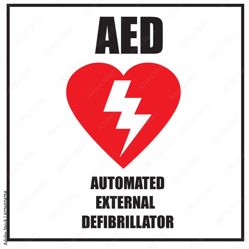 AED,automated external defibrillator / aed sign with heart and electricity symbol flat vector icon AED,automated external defibrillator / aed sign with heart and electricity symbol flat vector icon