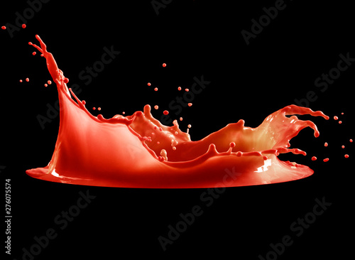 red paint splash isolated on black background