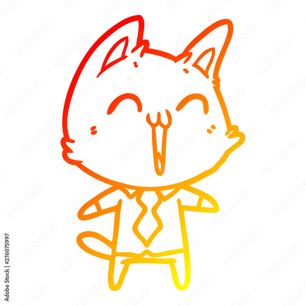 Obraz premium warm gradient line drawing happy cartoon cat