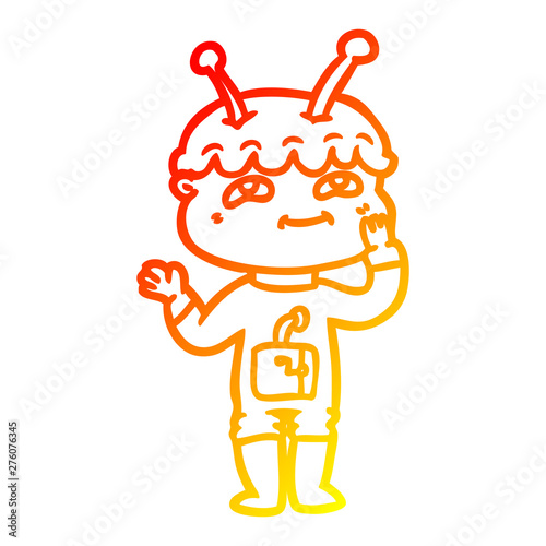 warm gradient line drawing surprised cartoon spaceman