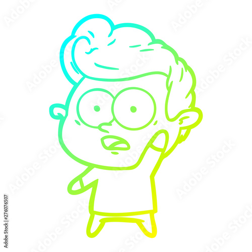 cold gradient line drawing cartoon man asking question