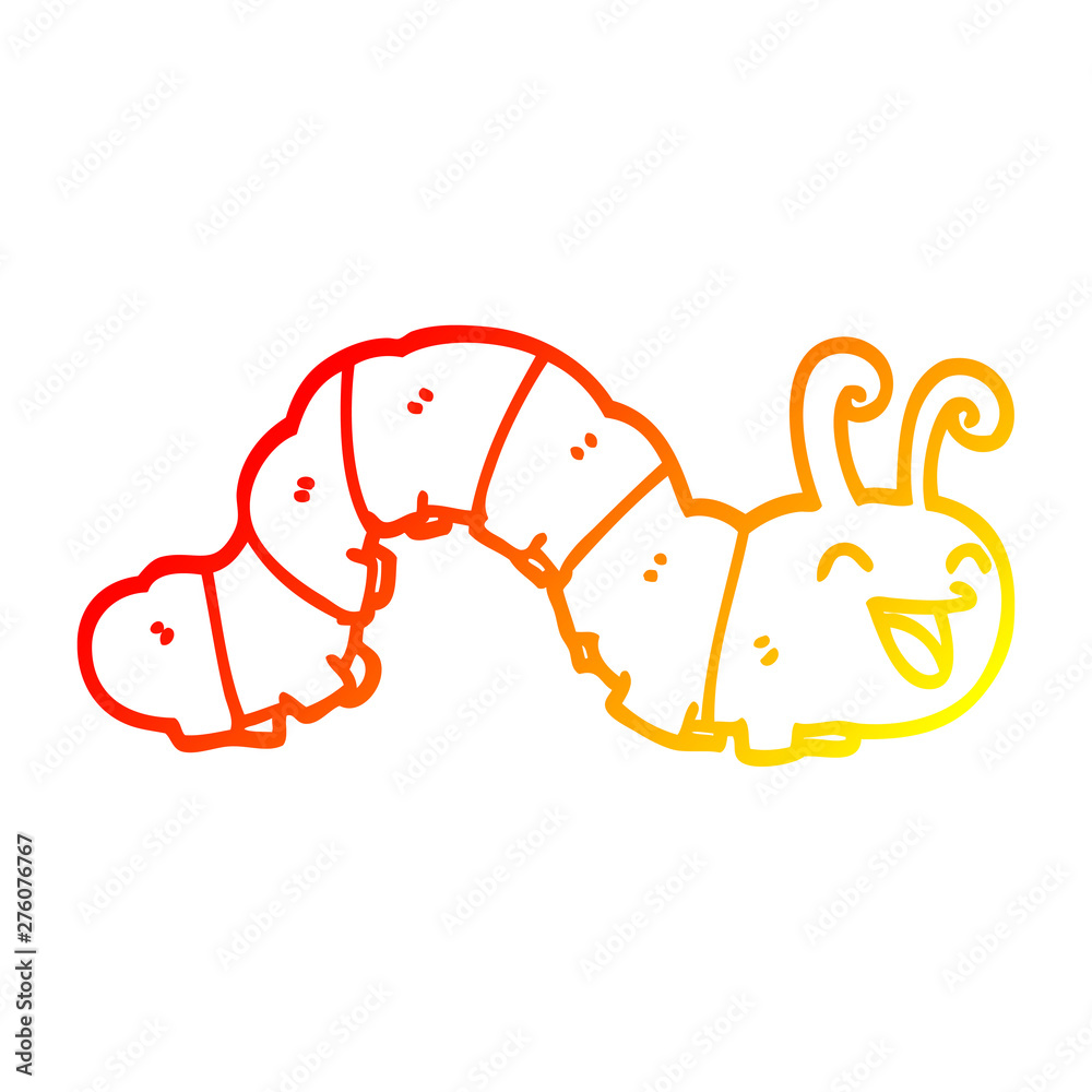 warm gradient line drawing cute cartoon caterpillar