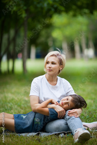 Wallpaper Mural Mother and little daughter playing  laughing together summer outdoors Torontodigital.ca