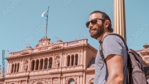 Young man exploring the city of Buenos Aires