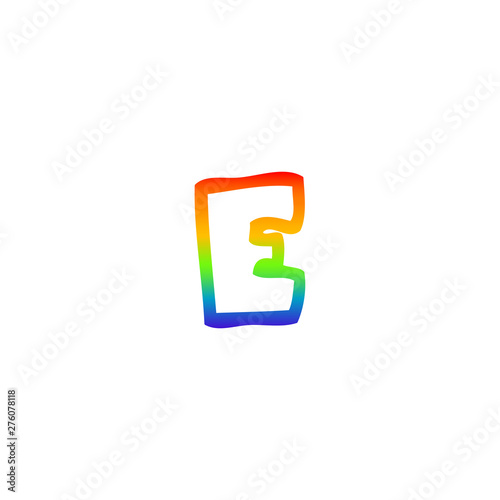Free Download rainbow gradient line drawing cartoon letter e - GFXLoad