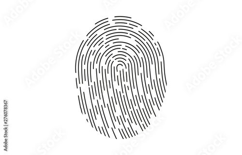 Fingerprint Logo. Fingerprint icon identification. Security and surveillance system element. Recognition biometric interface. Scanning fingerprints isolated on white background