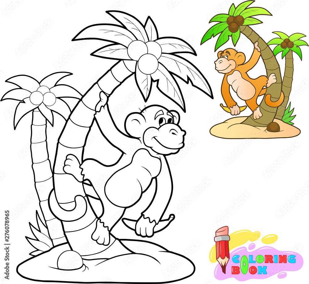 Hakuun Color Drawing Small Smiling Monkey Which liittyvä kuvituskuva  1073383319 | Shutterstock