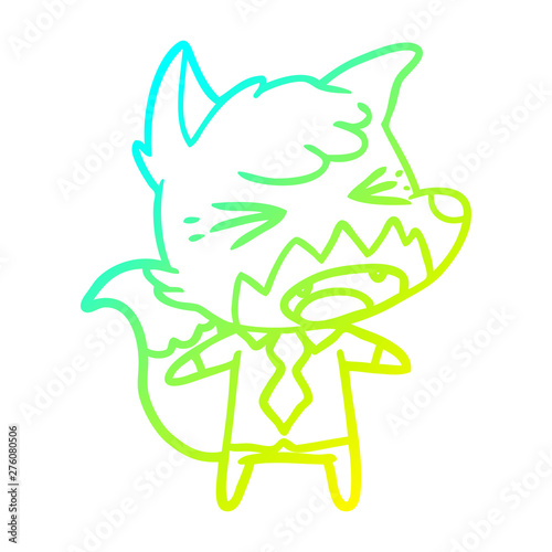 cold gradient line drawing angry cartoon fox boss
