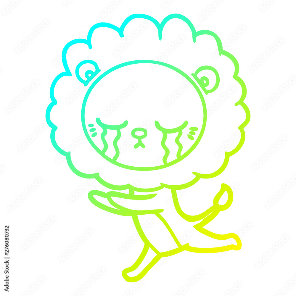cold gradient line drawing crying cartoon lion cold gradient line drawing crying cartoon lion