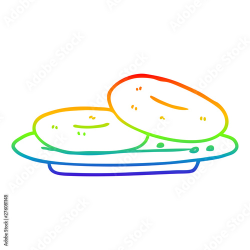 rainbow gradient line drawing cartoon donuts