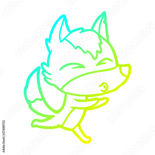 cold gradient line drawing cartoon wolf whistling