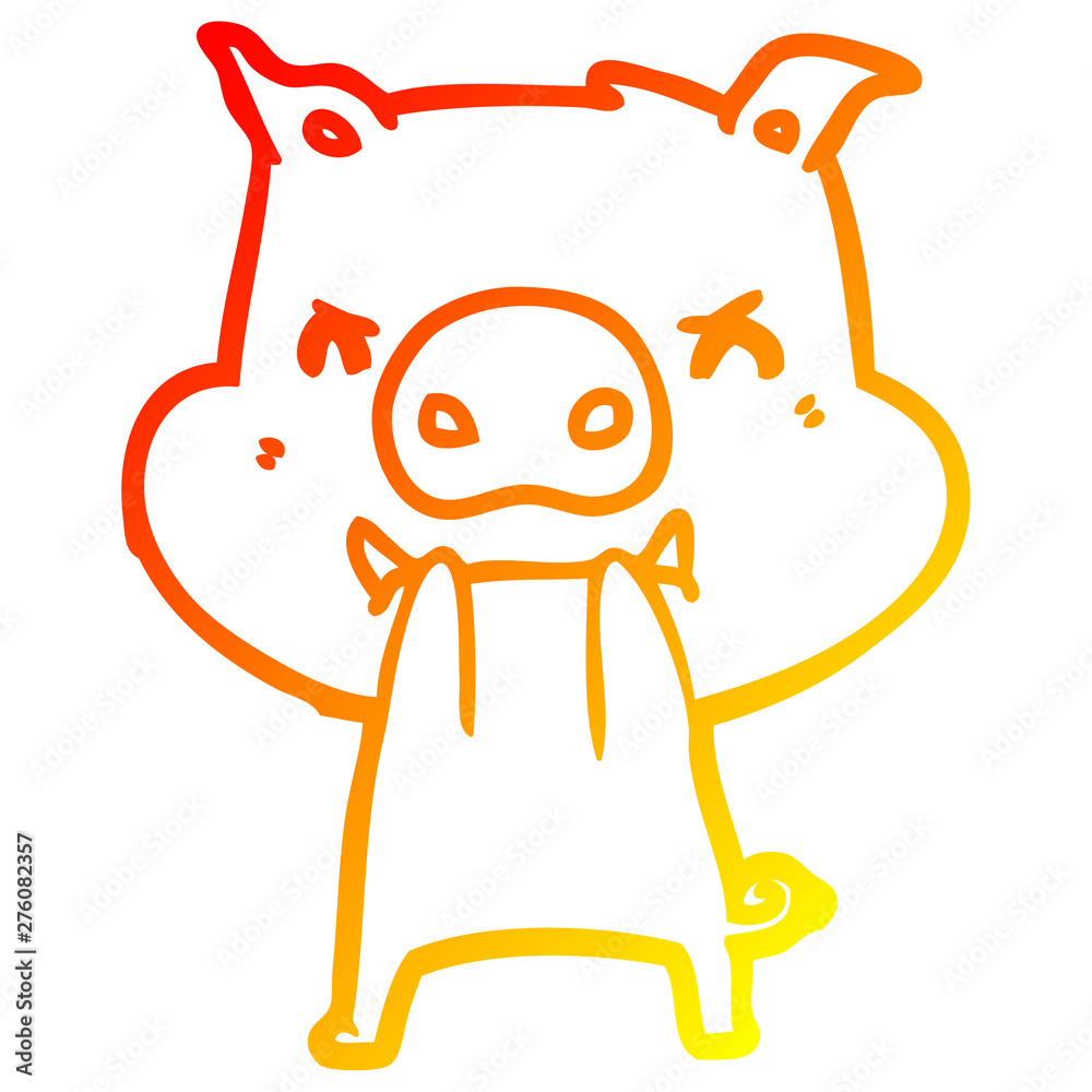 warm gradient line drawing angry cartoon pig warm gradient line drawing angry cartoon pig