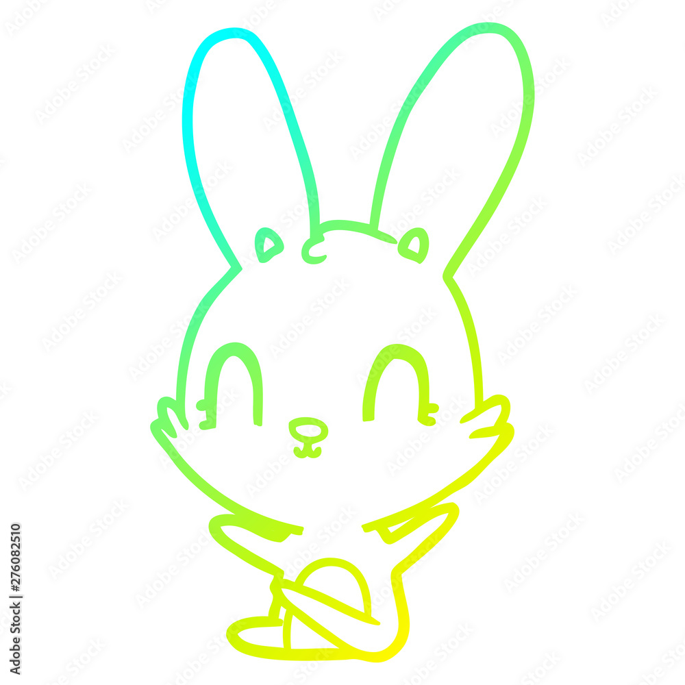 cold gradient line drawing cute cartoon rabbit