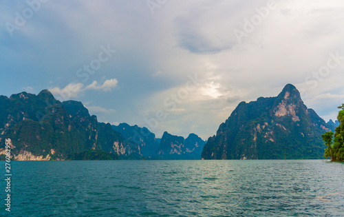 Beautiful Tropical Beach PP Island, Krabi, Phuket, Thailand. sky with blue ocean view background. decoration image contain certain grain noise and soft focus. © stockchalathan