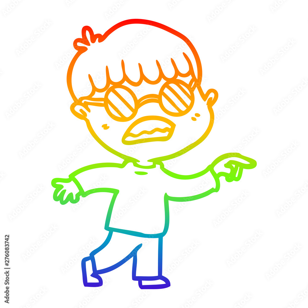 rainbow gradient line drawing cartoon boy wearing spectacles rainbow gradient line drawing cartoon boy wearing spectacles