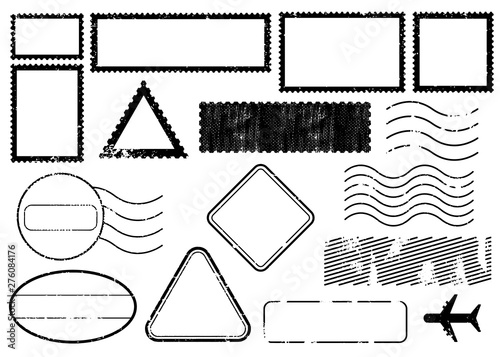 Blank postal stamps set.illustration vector