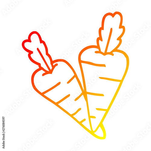 warm gradient line drawing cartoon carrots