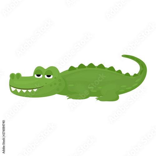 Crocodile vector cartoon crocodilian character of green alligator playing in kids playroom illustration animalistic childish funny predator isolated on white background