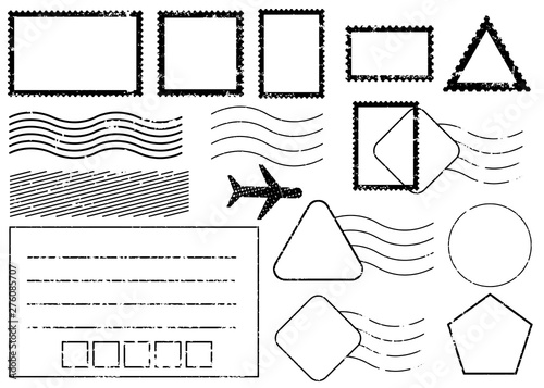 Blank postal stamps set.illustration vector