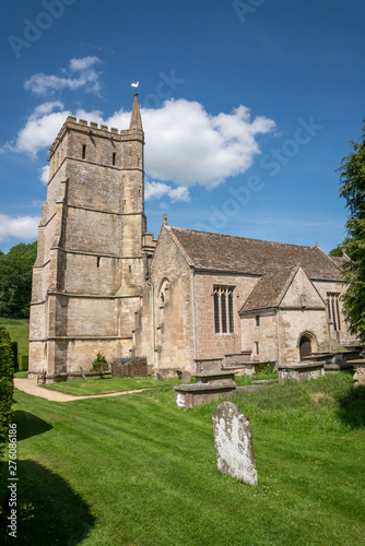 The Church of St. Mary The Virgin in Hawkesbury, South Gloucestershire, United Kingdom. A Grade I listed building built in the 12th Century with later additions. © John Corry