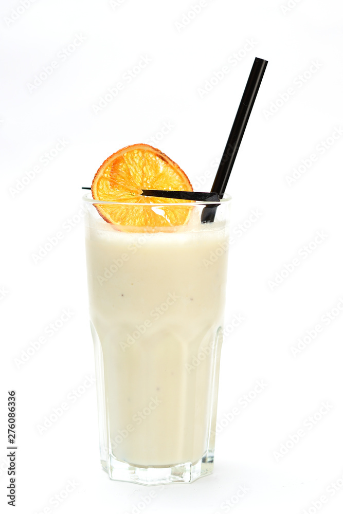 milkshake with orange on white background milkshake with orange on white background