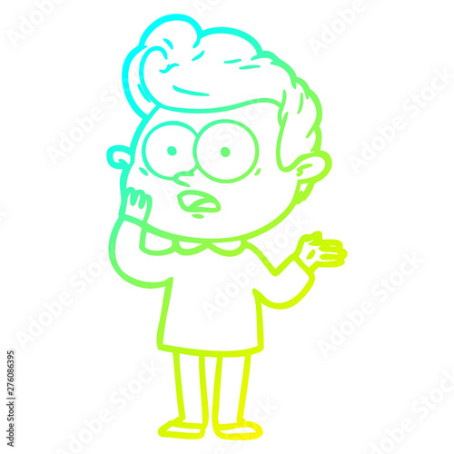 cold gradient line drawing cartoon staring man
