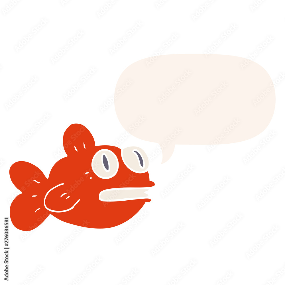 cartoon fish and speech bubble in retro style cartoon fish and speech bubble in retro style