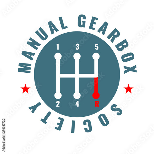 Manual gearbox shift icon. Unique creative design for your t-shirt. Vector illustration.