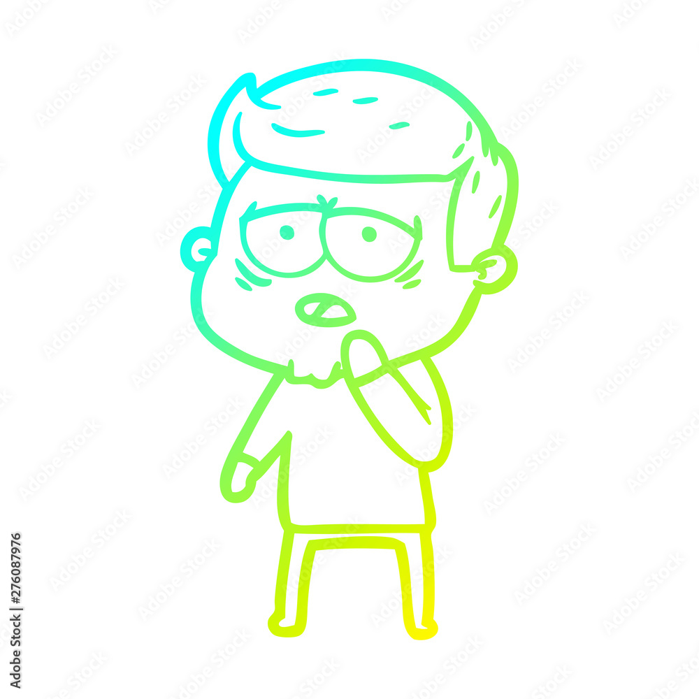 cold gradient line drawing cartoon tired man cold gradient line drawing cartoon tired man