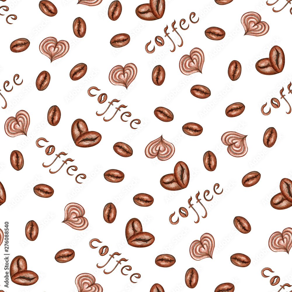 Coffee seamless pattern. Illustration of hand drawing. Coffee seamless pattern. Illustration of hand drawing.