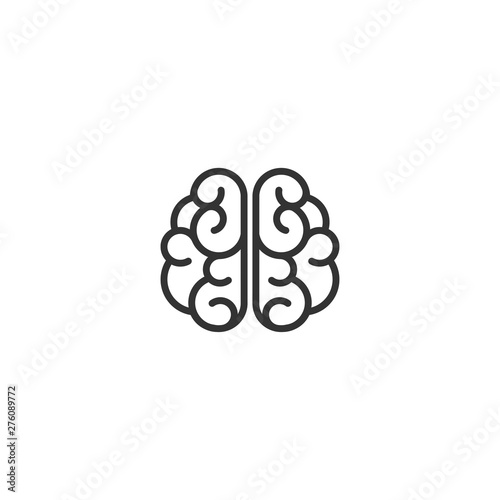 Grey line line brain icon. Intellect  phsychology  knowledge simple pictogram isolated on white.