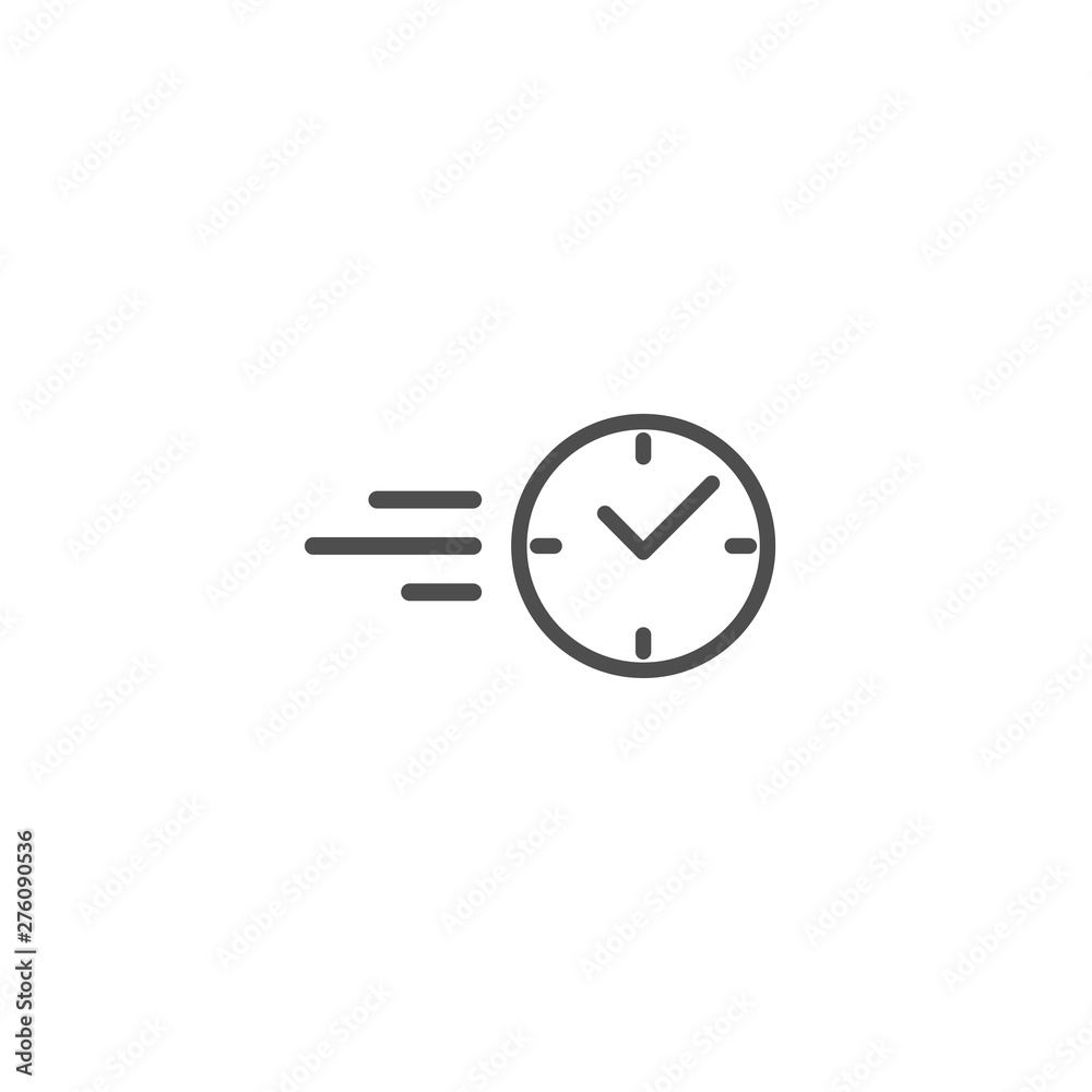 Clock in motion line icon. quick time. rush hour logo. Speed timer symbol. Clock in motion line icon. quick time. rush hour logo. Speed timer symbol.