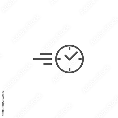 Clock in motion line icon. quick time. rush hour logo. Speed timer symbol.