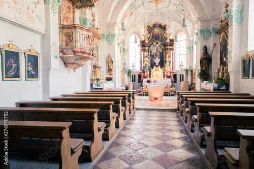 Baroque church  interior of a Bavarian church  no people