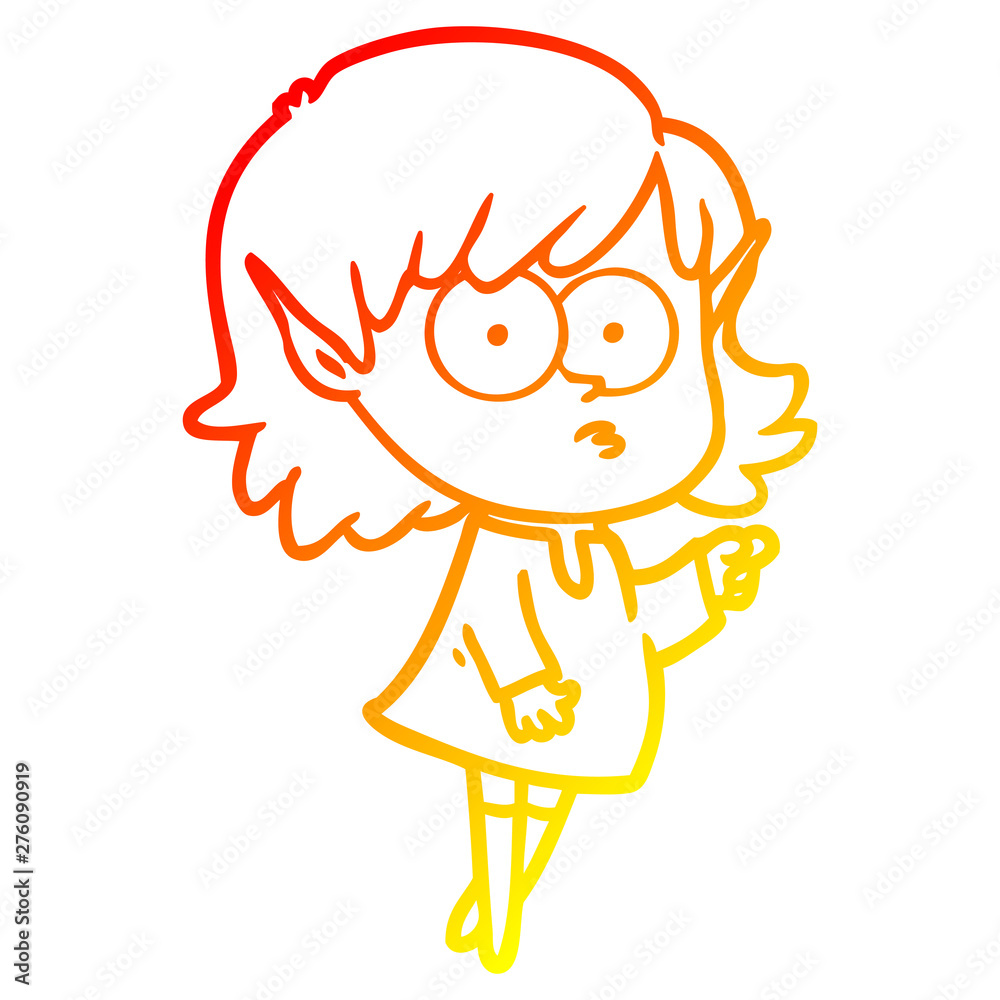 warm gradient line drawing cartoon elf girl pointing warm gradient line drawing cartoon elf girl pointing