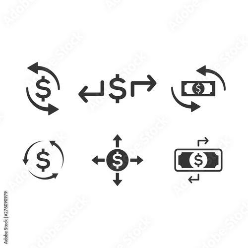 Money transaction icon set Grey version