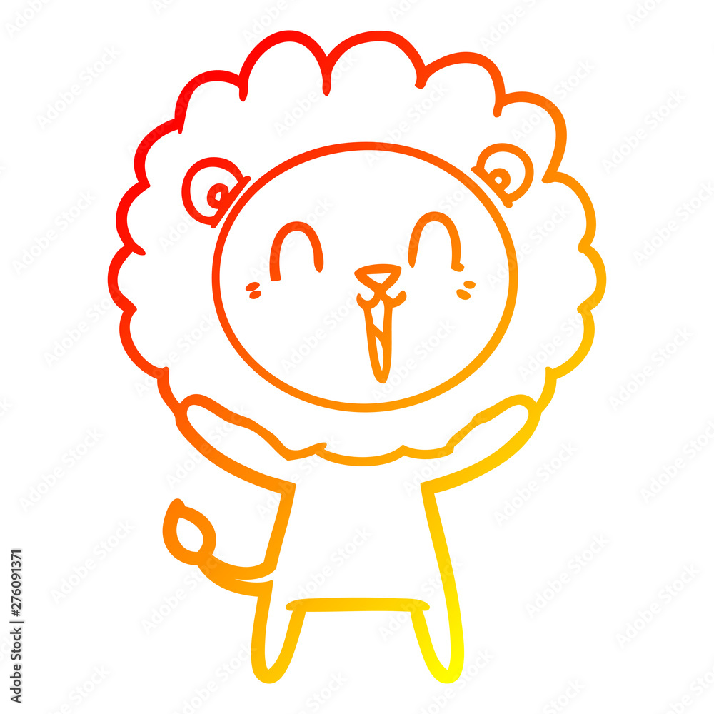 warm gradient line drawing laughing lion cartoon warm gradient line drawing laughing lion cartoon