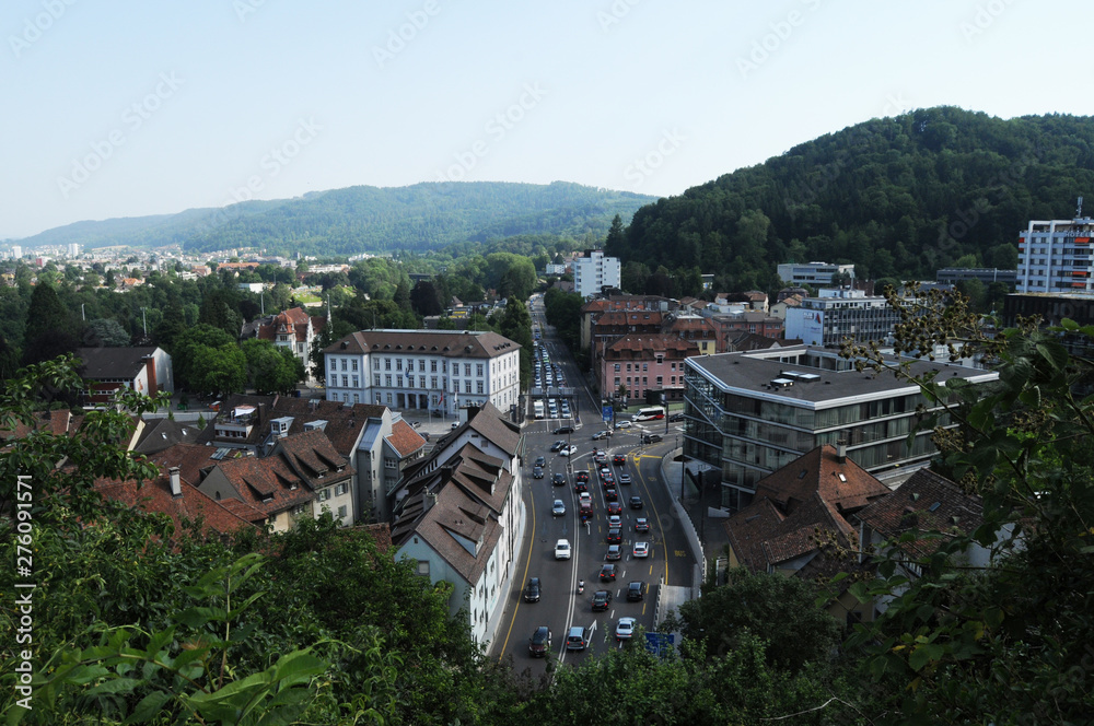Baden City: The panoramic view from the Chateau to the main road cross