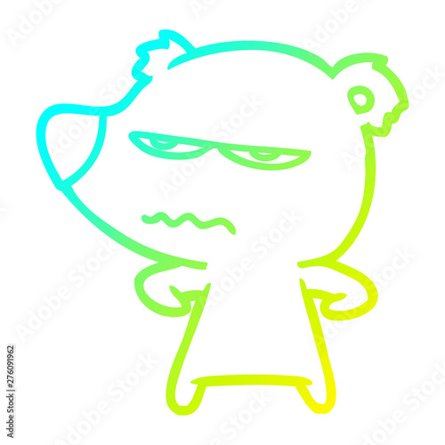 cold gradient line drawing angry bear polar cartoon