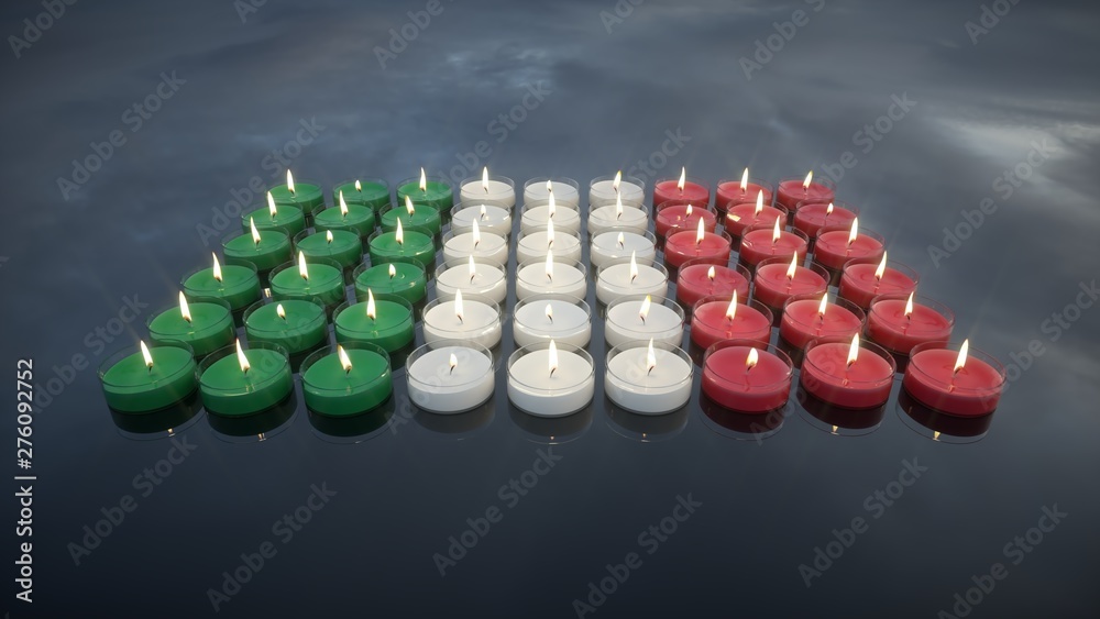 Candles with the colors of the Mexican flag. In memory of the victims. Candles with the colors of the Mexican flag. In memory of the victims.