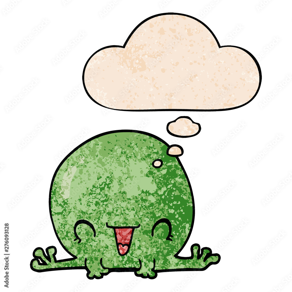 cartoon frog and thought bubble in grunge texture pattern style cartoon frog and thought bubble in grunge texture pattern style