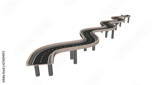 Curved road on supports. 3d...