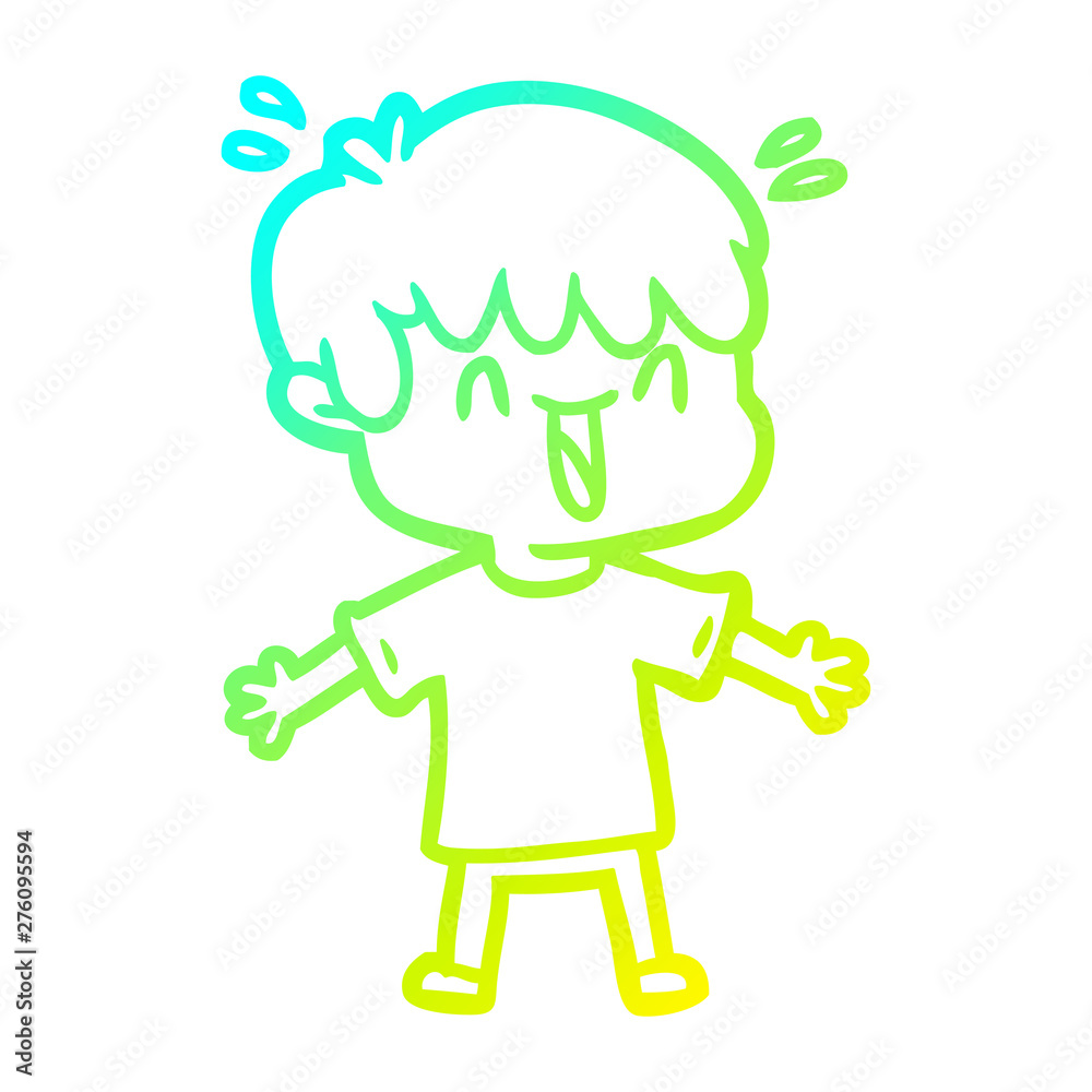 cold gradient line drawing cartoon laughing boy cold gradient line drawing cartoon laughing boy