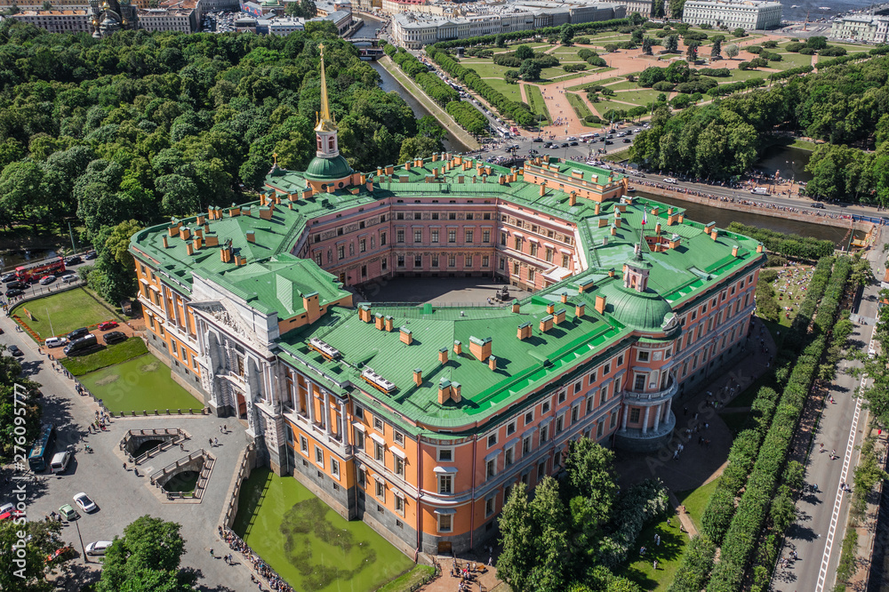 Aerial view of St Michael's Castle in Saint-Petersburg