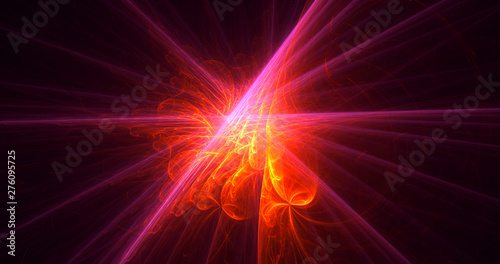 3D rendering abstract red fractal light background