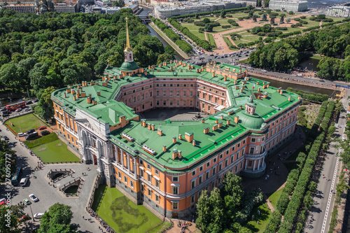 Aerial view of St Michael's Castle in Saint-Petersburg