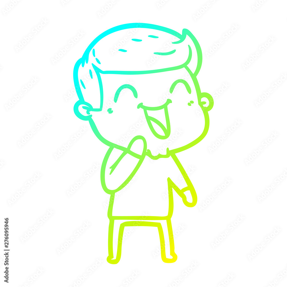 cold gradient line drawing cartoon man laughing